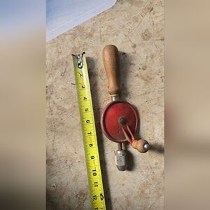 Vintage Stanley Eggbeater Hand Drill Wood And Metal Red Wokring